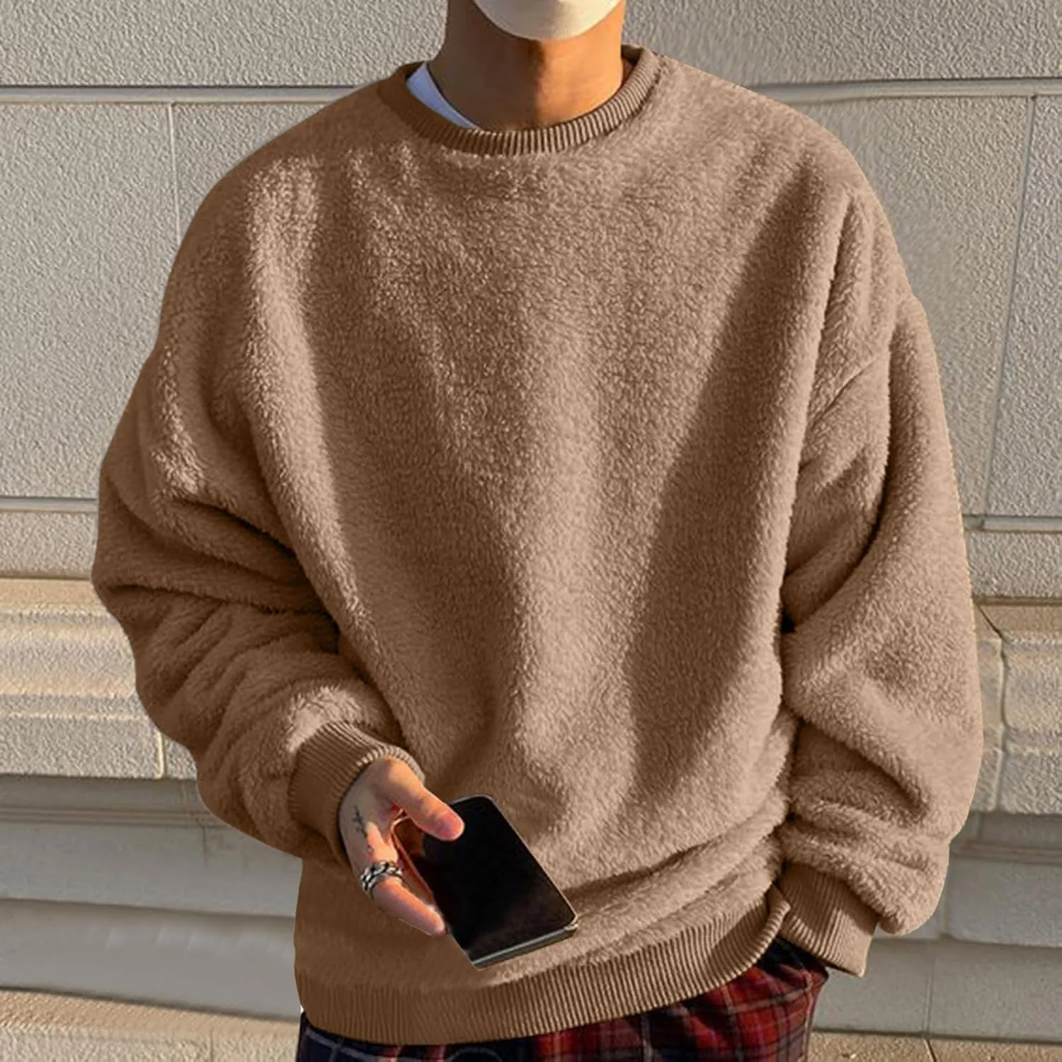 Sweaters for Men, Men's Crewneck Sweater Soft Casual Sweaters for Men Solid Color Classic Pullover Sweaters Sweatshirt
