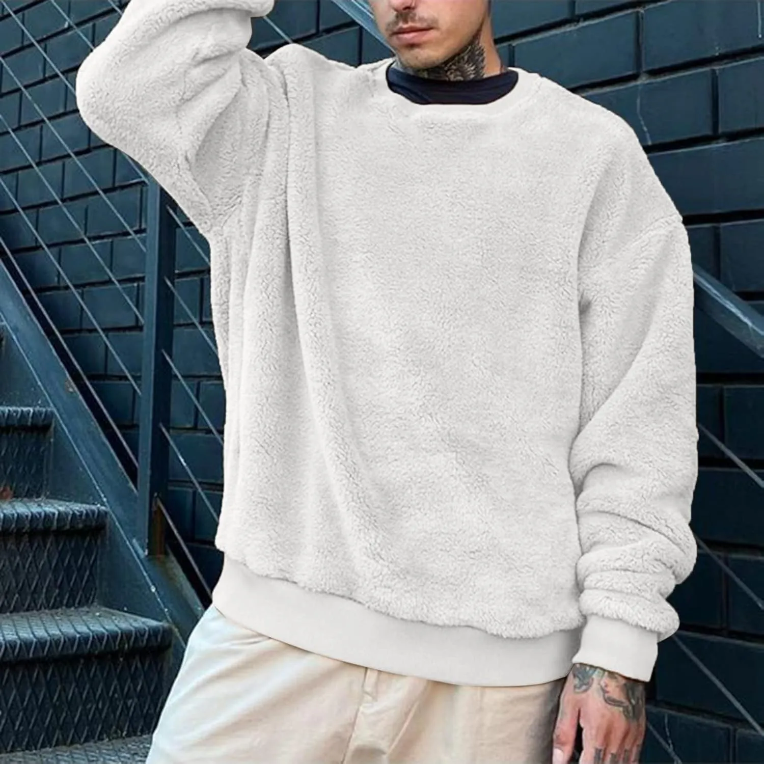 Sweaters for Men, Men's Crewneck Sweater Soft Casual Sweaters for Men Solid Color Classic Pullover Sweaters Sweatshirt