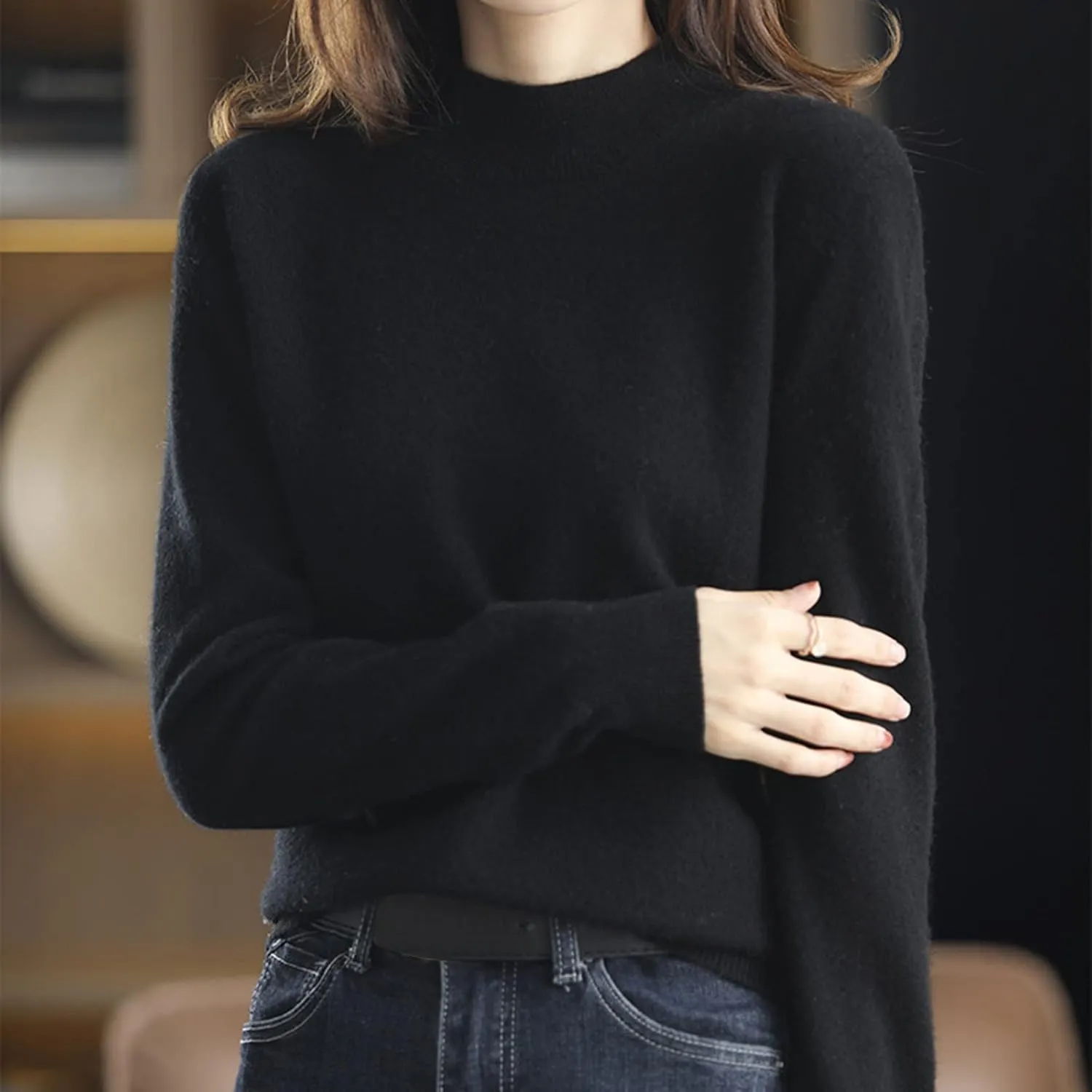 Sweaters for Women Mock Neck Comfy Soft Long Sleeve Pullover Sweater Fall Fashion Tops