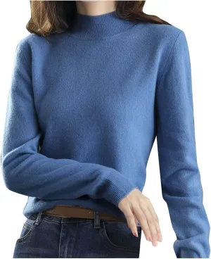 Sweaters for Women Mock Neck Comfy Soft Long Sleeve Pullover Sweater Fall Fashion Tops