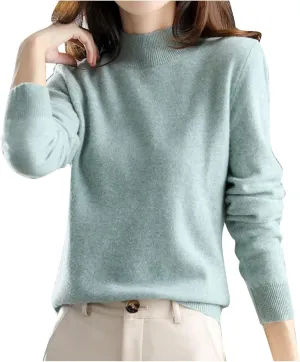 Sweaters for Women Mock Neck Comfy Soft Long Sleeve Pullover Sweater Fall Fashion Tops