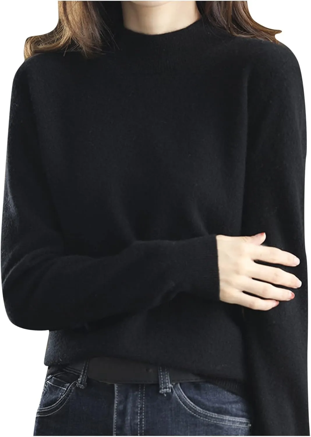 Sweaters for Women Mock Neck Comfy Soft Long Sleeve Pullover Sweater Fall Fashion Tops