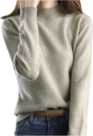Sweaters for Women Mock Neck Comfy Soft Long Sleeve Pullover Sweater Fall Fashion Tops