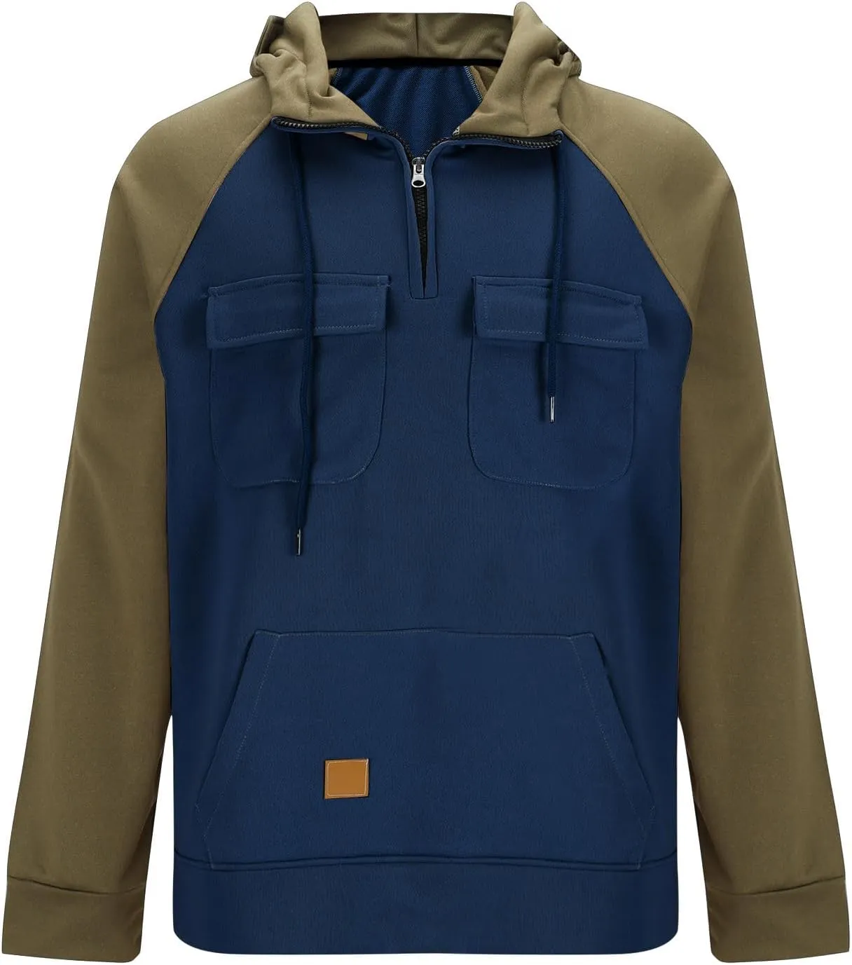 Tactical Hoodies For Men Military Workout Casual Cargo Pullover Quarter Zip Hooded Outfit Tops Heavy Weight Sweatshirt