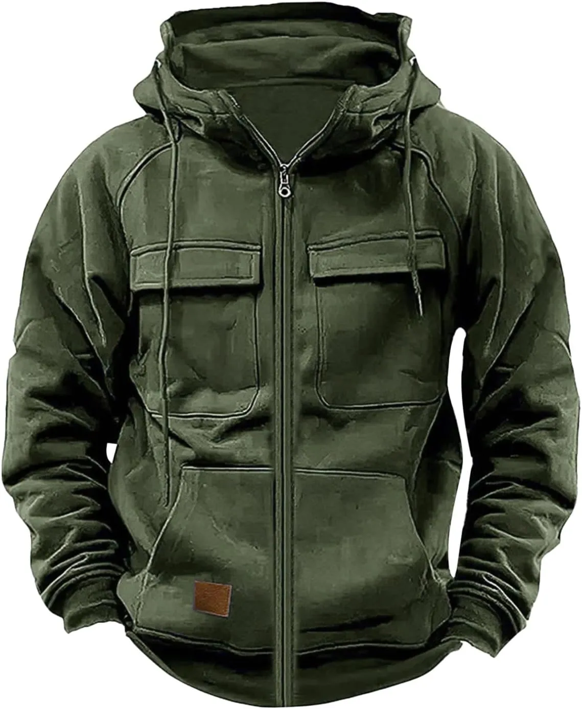 Tactical Jacket for Men Casual Hoodie Full Zip Long Sleeve Fashion Sweatshirts Drawstring Sports Hooded Jacket Coats