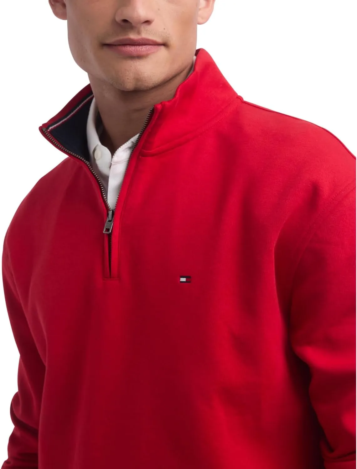 Tommy Hilfiger Men's Long Sleeve Fleece Quarter Zip Pullover Sweatshirt