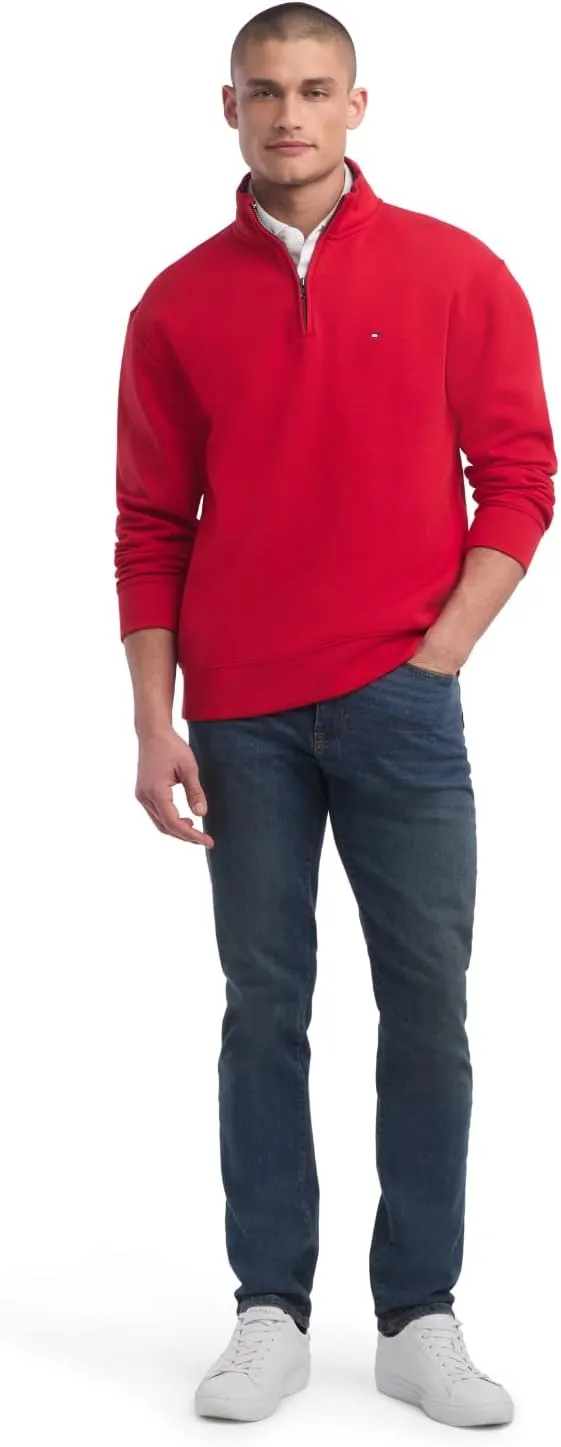 Tommy Hilfiger Men's Long Sleeve Fleece Quarter Zip Pullover Sweatshirt
