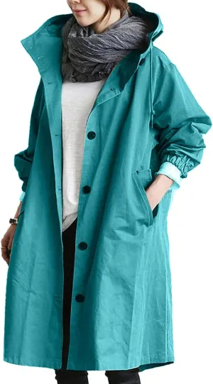 Trench Coat Women Hooded Coat Outwear Womens Elegant Windbreaker Wild Winter Women'S Coat with Belt Trench Coat for