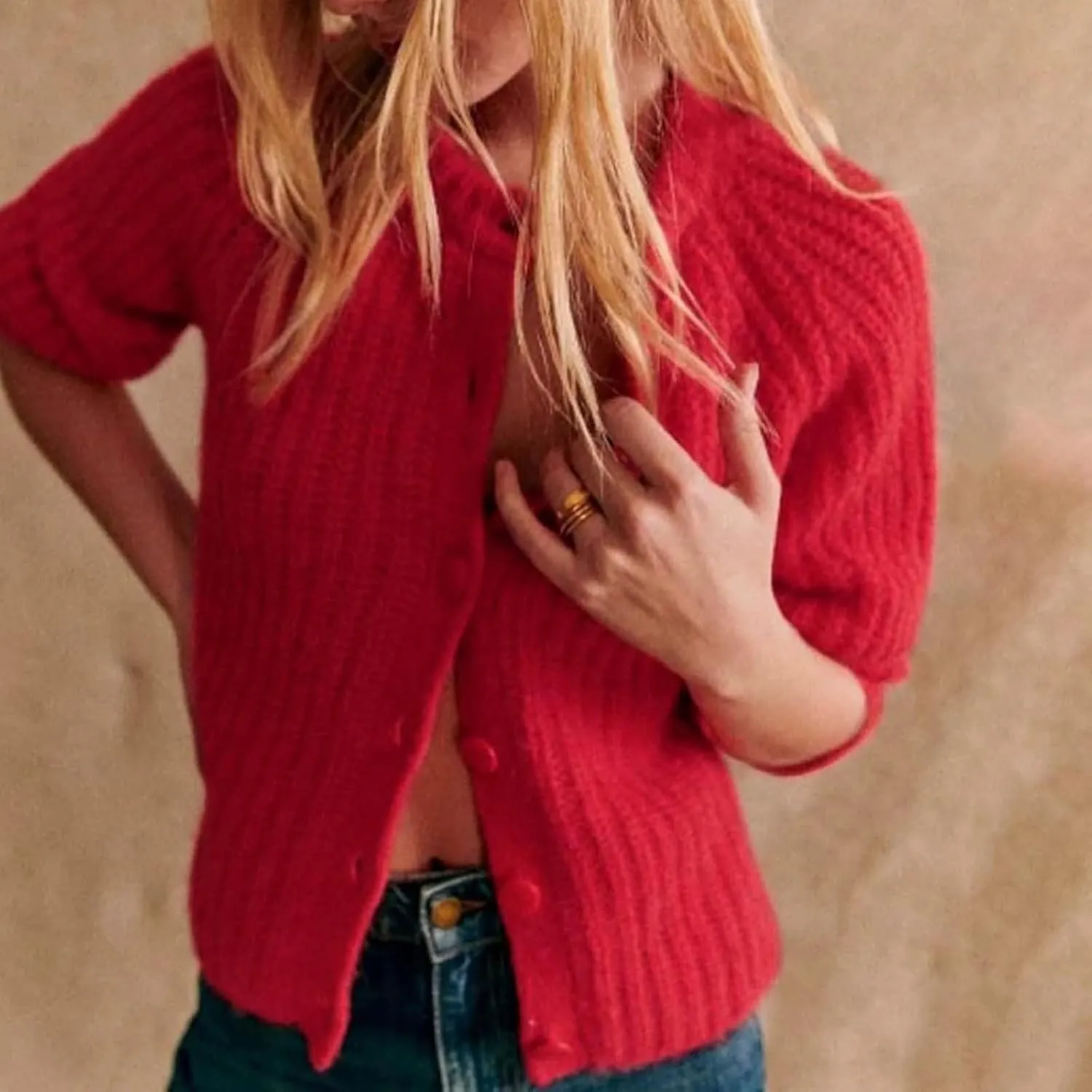 Trendy Cardigan Sweaters for Women Long Sleeve Button Chunky Knit Sweater Crew Neck Loose Fit Open Front Cardigan