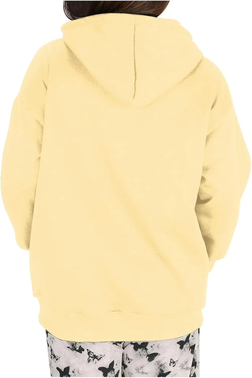 Trendy Oversized Preppy Sweatshirts Fall Long Sleeve Solid Hooded Pullovers Casual Loose Y2k Outfits with Pockets