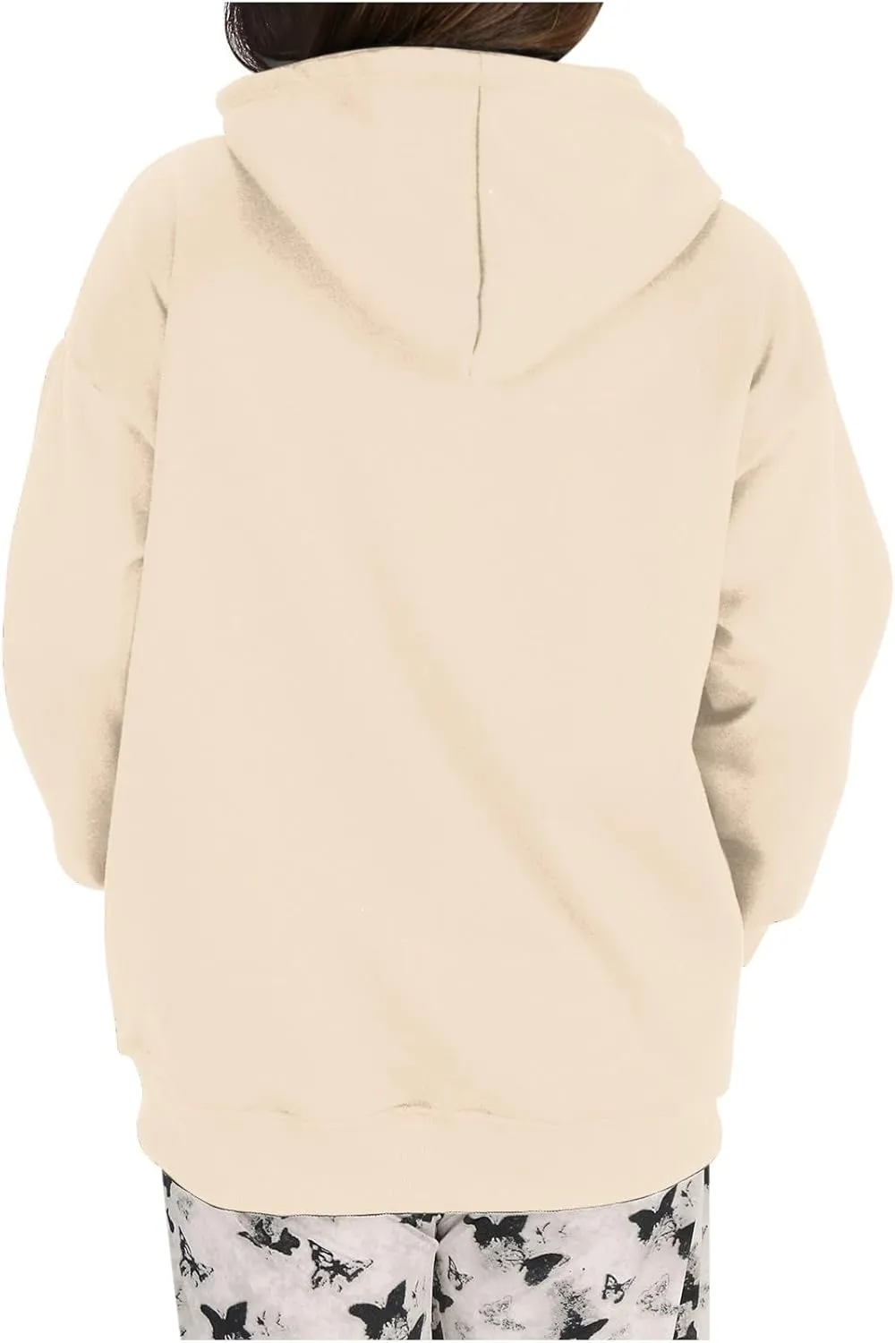 Trendy Oversized Preppy Sweatshirts Fall Long Sleeve Solid Hooded Pullovers Casual Loose Y2k Outfits with Pockets