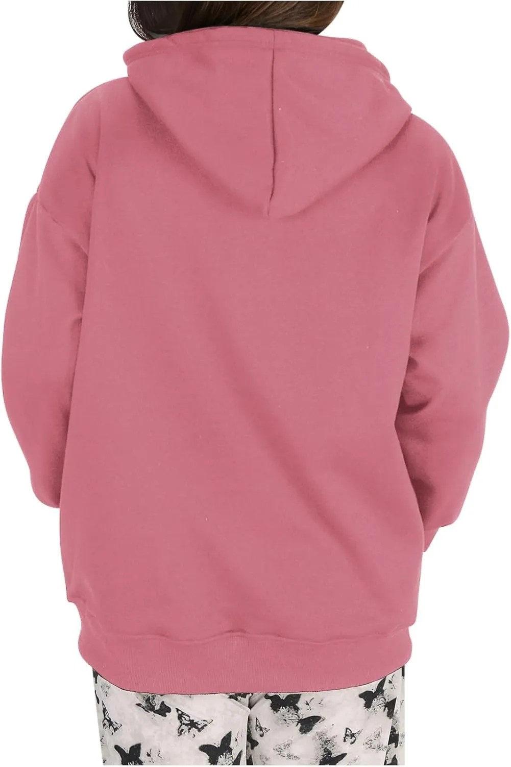 Trendy Oversized Preppy Sweatshirts Fall Long Sleeve Solid Hooded Pullovers Casual Loose Y2k Outfits with Pockets