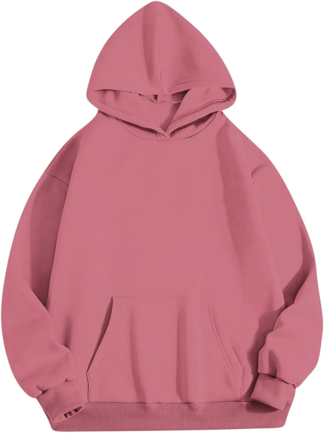 Trendy Oversized Preppy Sweatshirts Fall Long Sleeve Solid Hooded Pullovers Casual Loose Y2k Outfits with Pockets