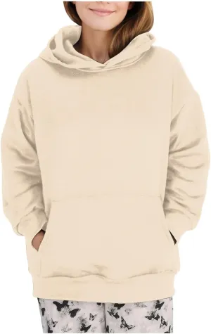 Trendy Oversized Preppy Sweatshirts Fall Long Sleeve Solid Hooded Pullovers Casual Loose Y2k Outfits with Pockets