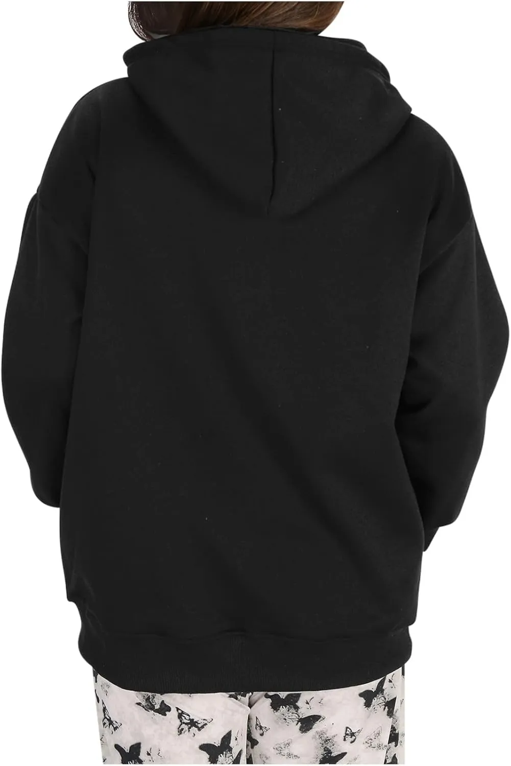 Trendy Oversized Preppy Sweatshirts Fall Long Sleeve Solid Hooded Pullovers Casual Loose Y2k Outfits with Pockets