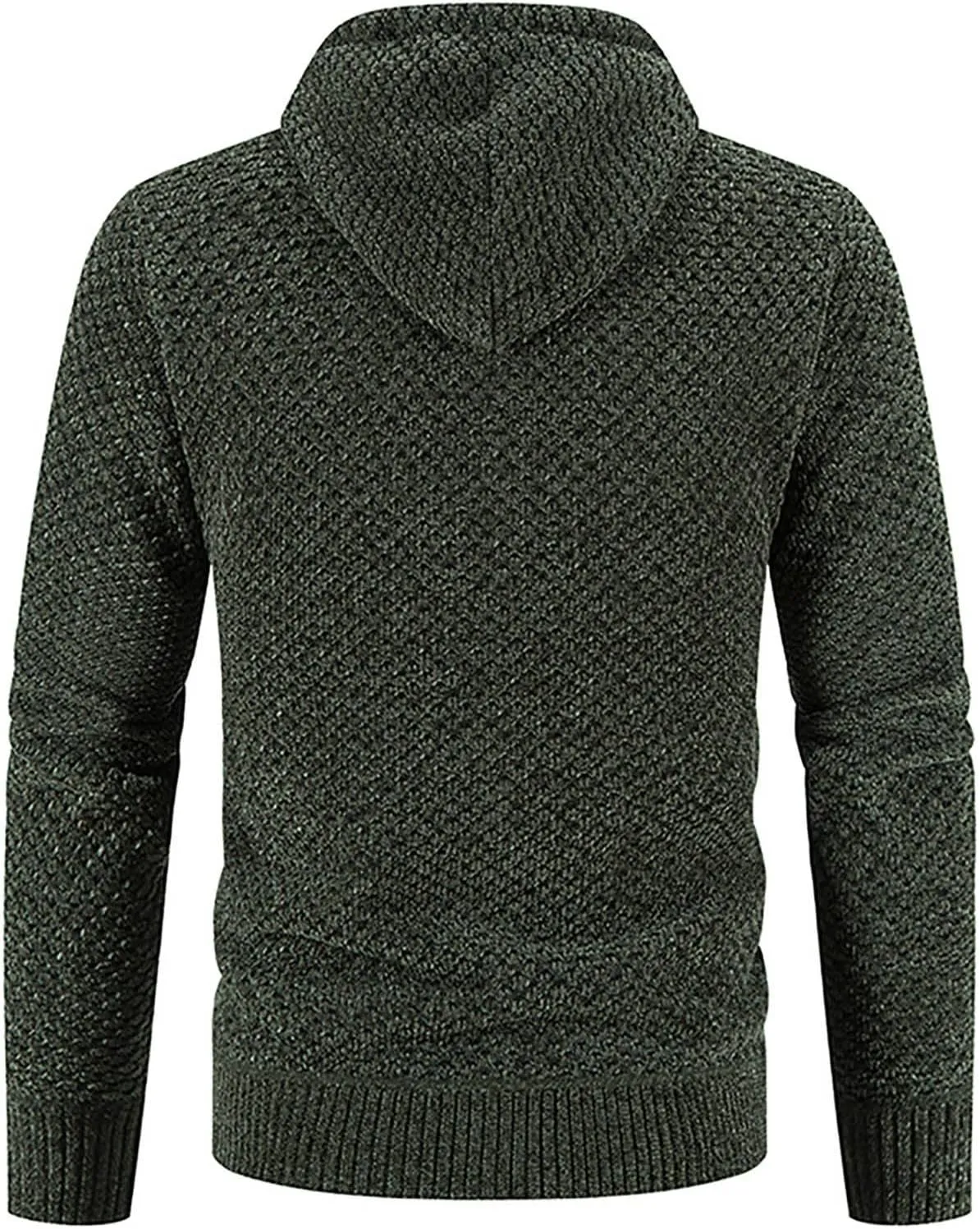 tuduoms Men's Zip Up Hooded Fleece Cardigan Fashion Cable Knit Sweater Winter Warm Soft Flannel Lined Jacket Coat Hoodies
