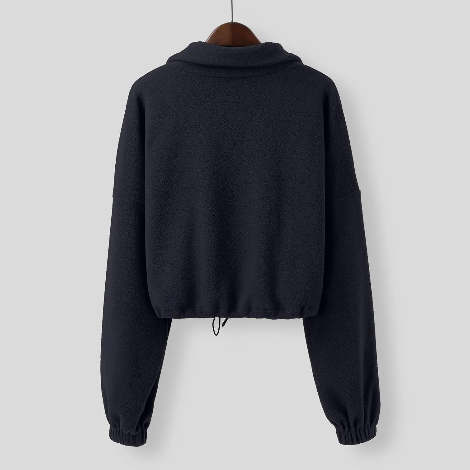 TUQIDEWU Womens Sweatshirt, Women's Full Zip Fleece Short Jacket Warm Winter Long Sleeve Stand Collar Sherpa Cropped Coats