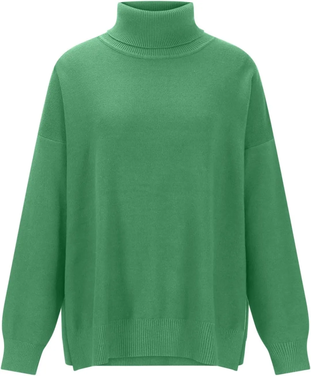 Turtleneck Sweater for Women Plus Size Fall 2024 Side Split Loose Pullover Tops Winter Solid Color Oversized Sweaters