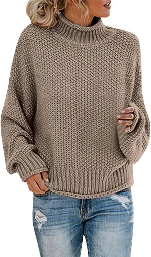Turtleneck Sweaters for Women Oversized Sweaters Ribbed Knit Sweater Winter Tunic Sweater Cute Sweaters Jumper Tops