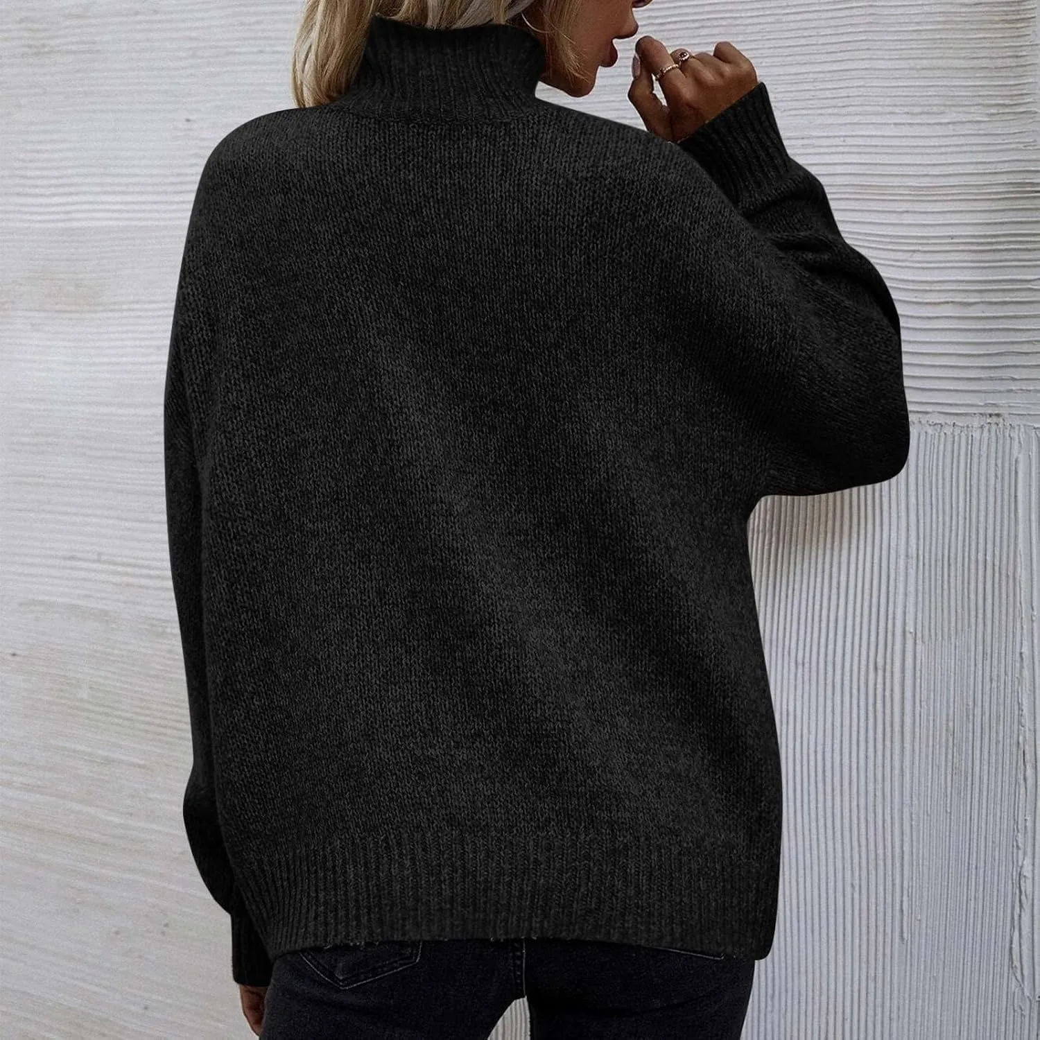 Turtleneck Sweaters for Women Soft Warm Ribbed Sweaters 2023 Fall Winter Oversized Long Sleeve Pullover Sweaters