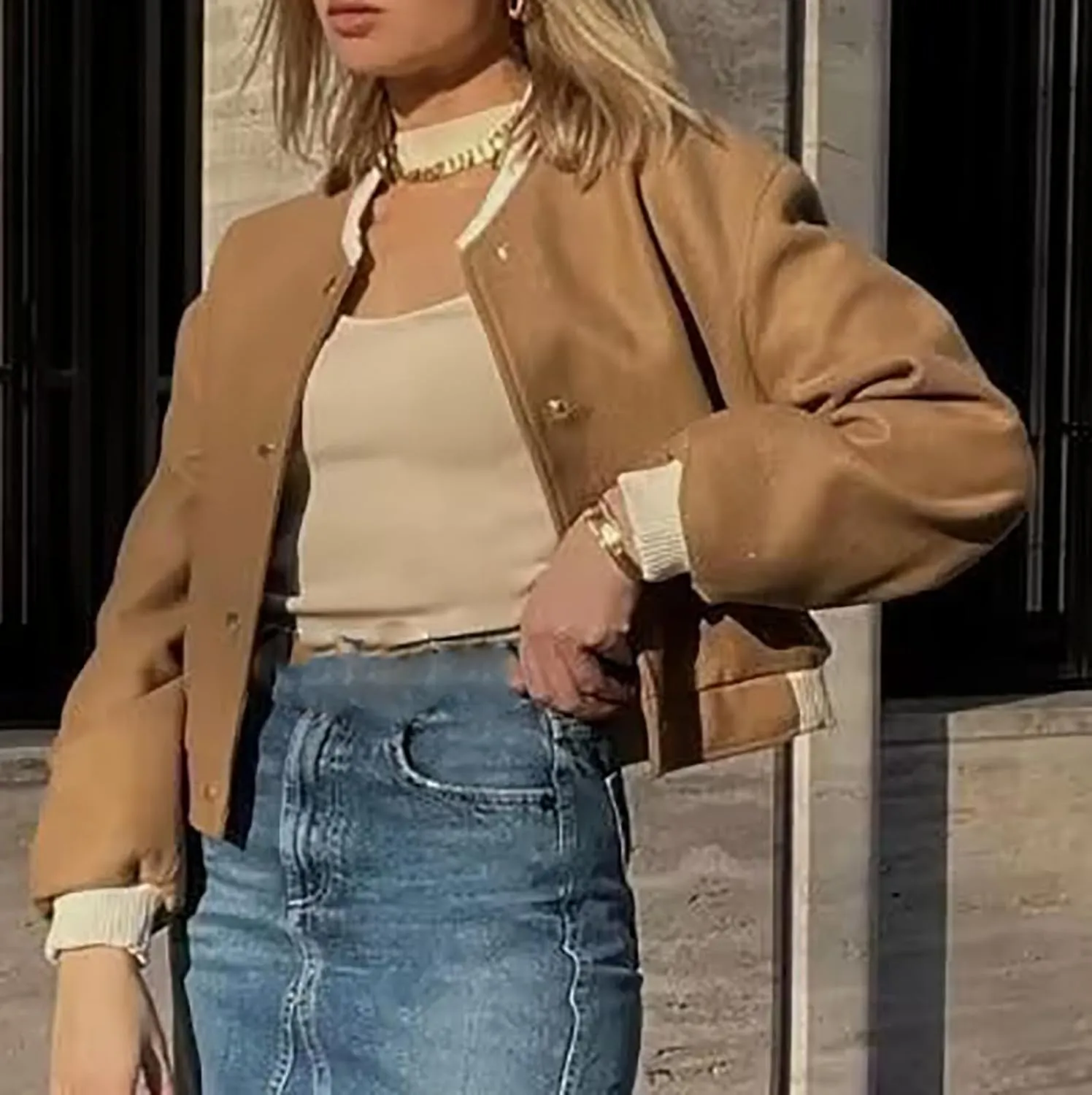 Uillui Womens Sherpa Lined Suede Leather Jacket Cropped Motorcycle Jacket Winter Teen Girls Trendy Fleece Crop Bomber Jacket
