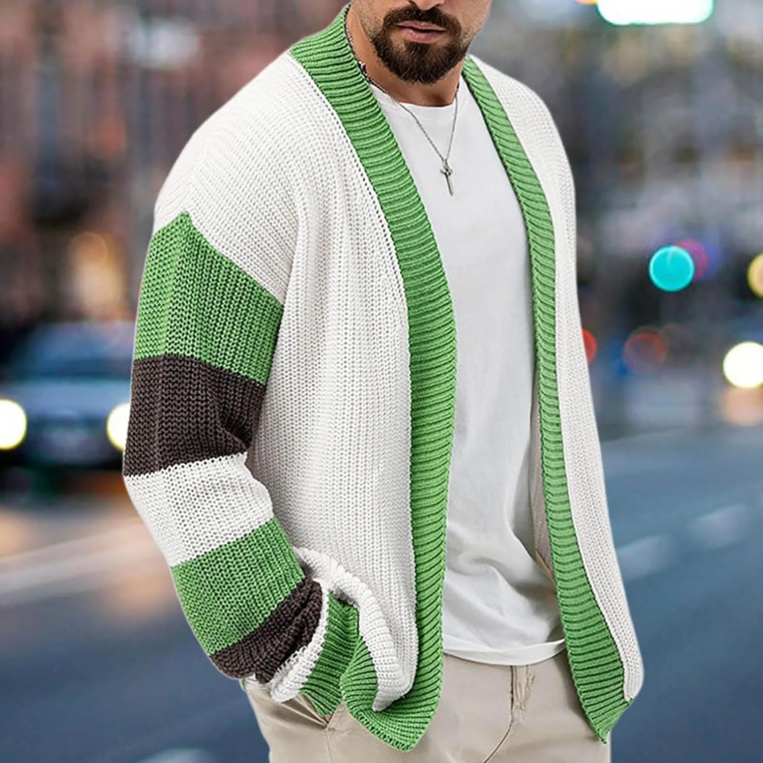 Vintage Cardigan Sweaters for Men Western Print Sweater Lightweight Knit Cardigan Casual Button Down Sweaters