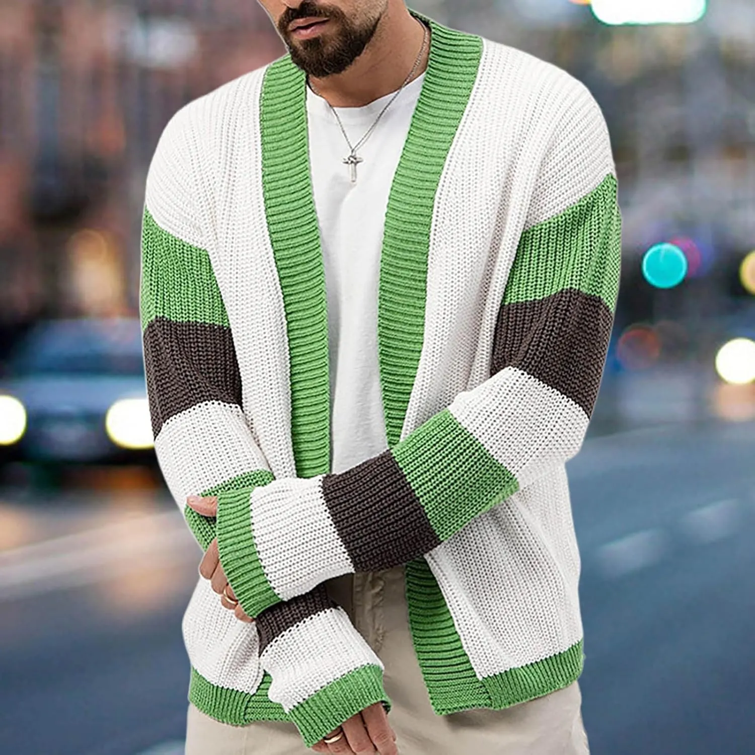 Vintage Cardigan Sweaters for Men Western Print Sweater Lightweight Knit Cardigan Casual Button Down Sweaters