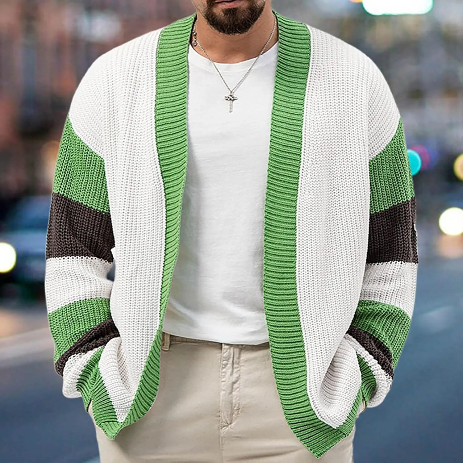 Vintage Cardigan Sweaters for Men Western Print Sweater Lightweight Knit Cardigan Casual Button Down Sweaters