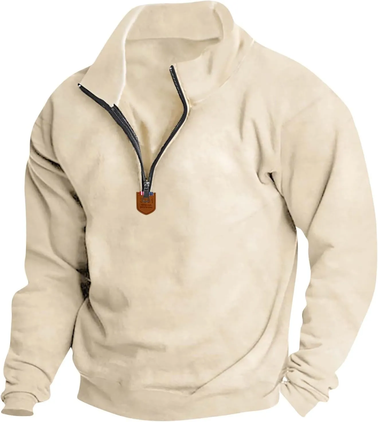 Wankang Men's Quarter Zip Pullover Casual Midweight Sweatshirts Fashion Fleece Sweatshirt Polo Shirt for Men