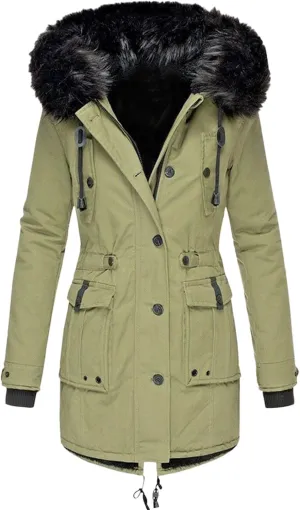 Winter Coats for Women Warm Sherpa Fleece Long Back Jacket Thicken Parka with Hood