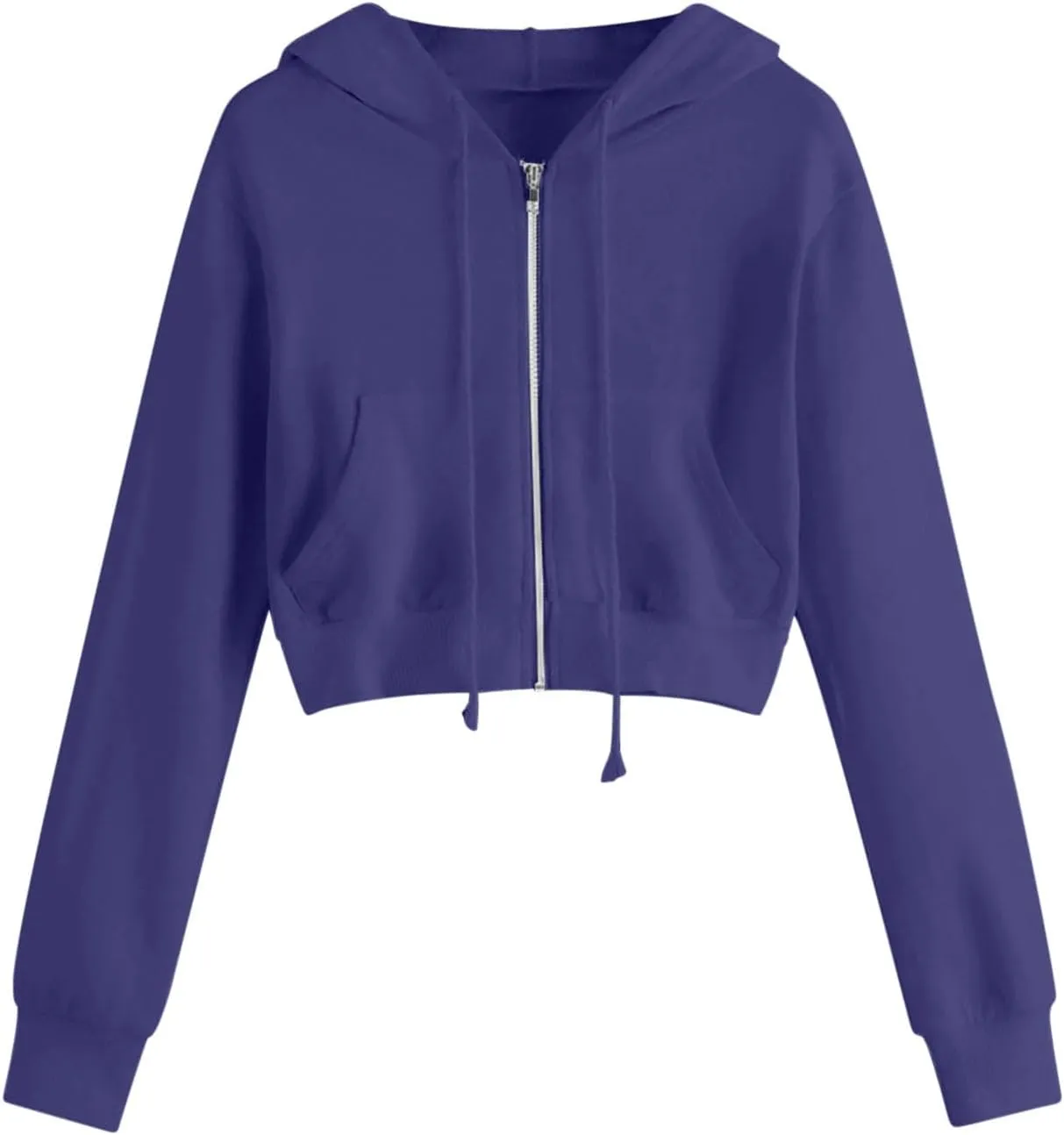 Winter Fleece Cropped Hoodie Women Plus Size Long Sleeve Sweatshirt Jacket Drawstring Hooded Y2k Preppy Girl Outwear