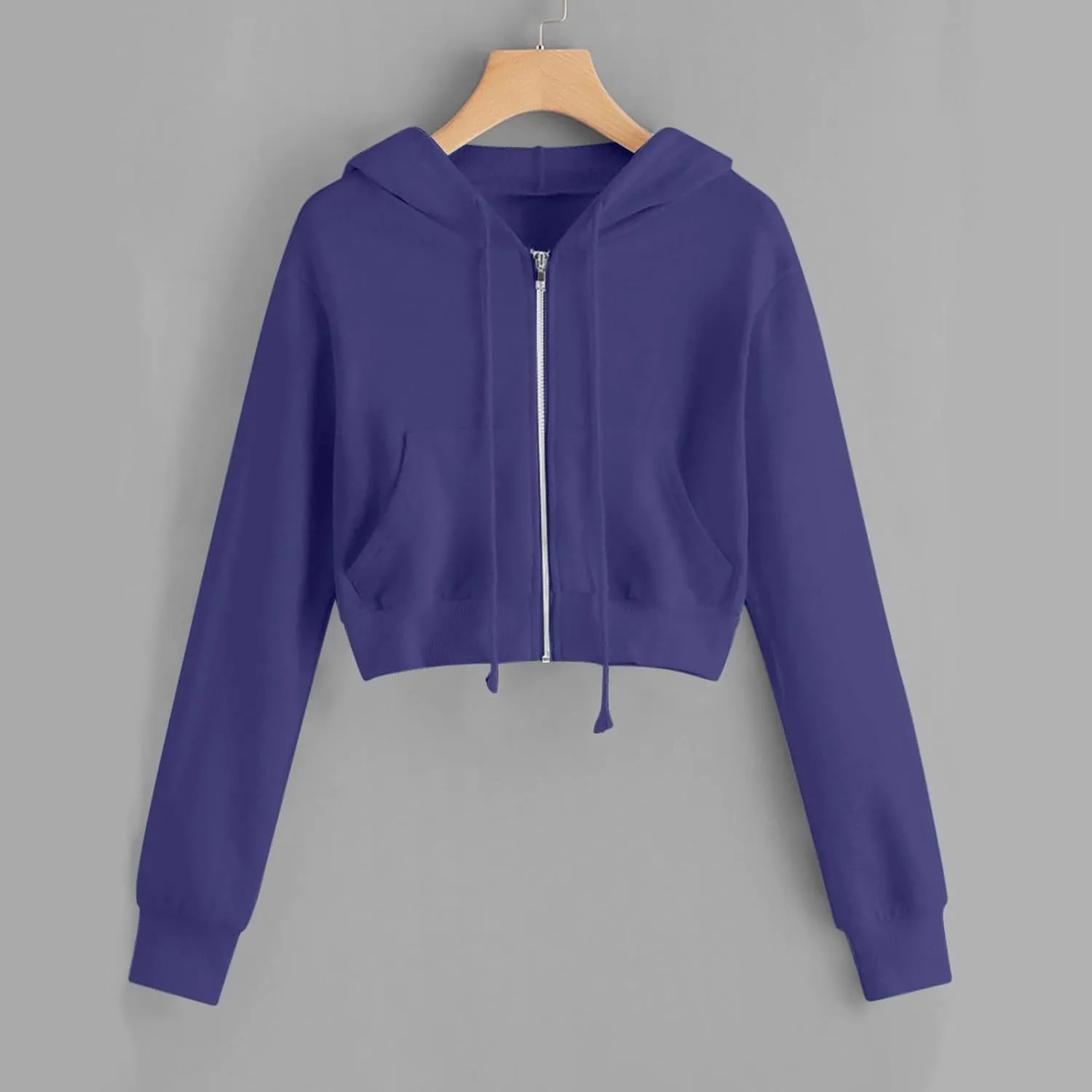 Winter Fleece Cropped Hoodie Women Plus Size Long Sleeve Sweatshirt Jacket Drawstring Hooded Y2k Preppy Girl Outwear
