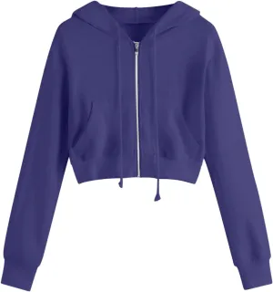 Winter Fleece Cropped Hoodie Women Plus Size Long Sleeve Sweatshirt Jacket Drawstring Hooded Y2k Preppy Girl Outwear