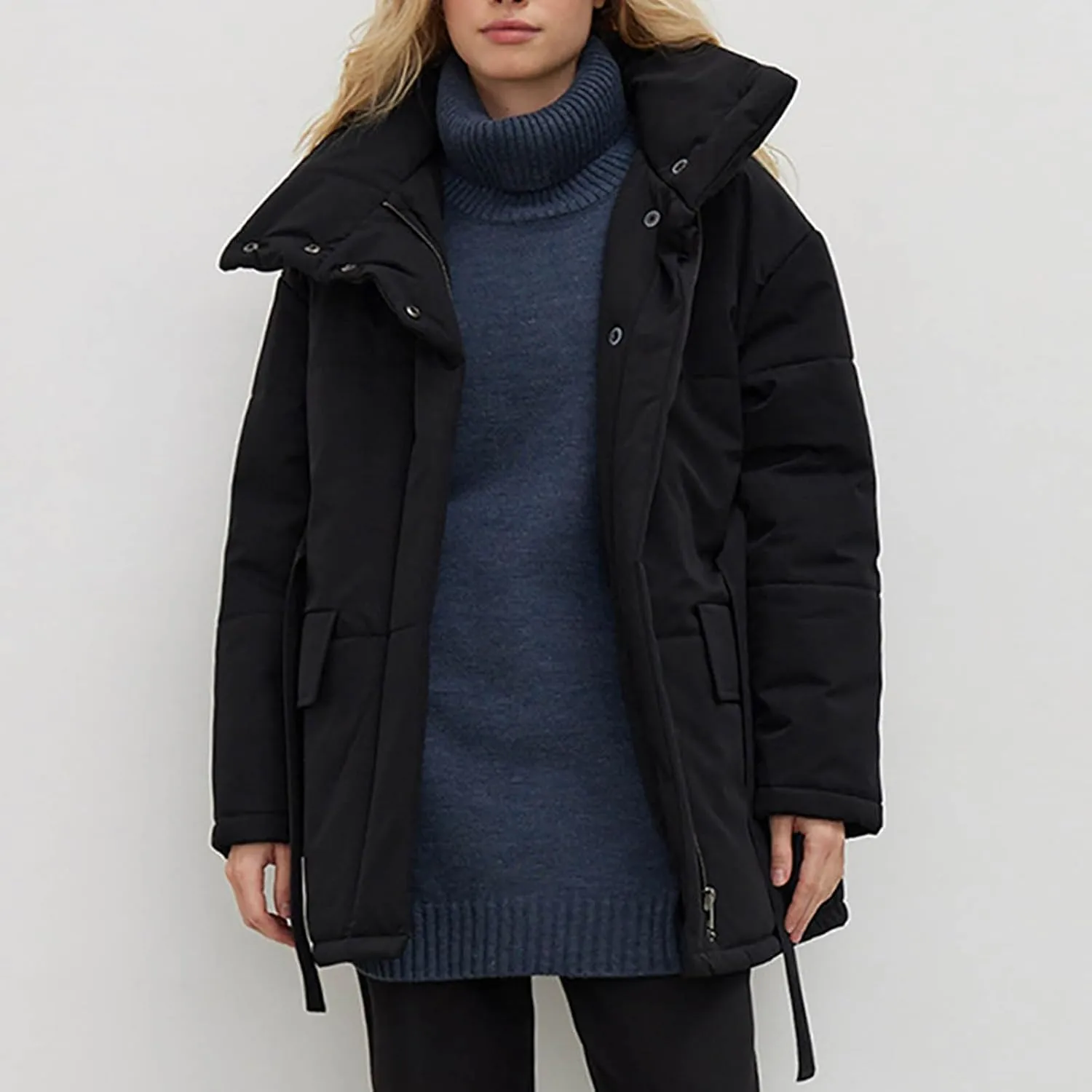 Winter Jackets for Women 2024 Trendy Thicken Warm Down Coats with Hood Mid-Length Puffer Jackets Parkas Outerwear