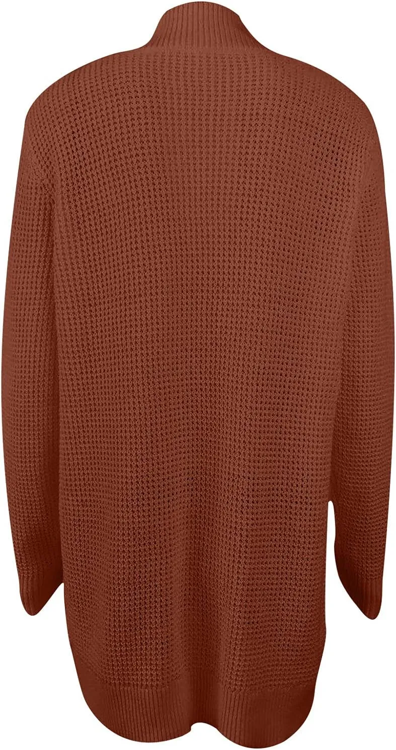 Wkishenl Womens Loose Open Front Cardigan Long Sleeve Chunky Coat Casual Lightweight Soft Knit Sweaters Outwear with Pockets