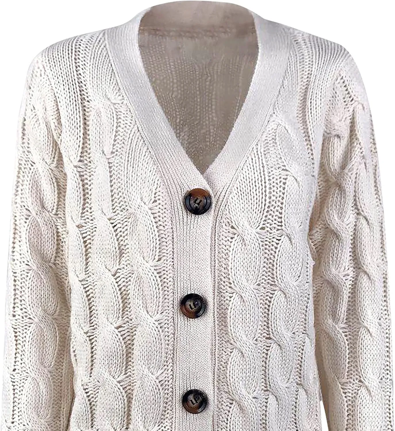 Women 2023 Fall Outfits Casual Long Sleeve Cable Knit Chunky Sweater Open Front Cardigan Fashion Button Down Outerwear
