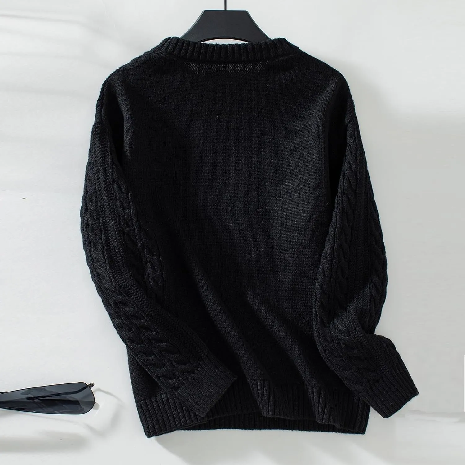 Women Cable Knitted Sweaters Oversized Mock Neck Sweaters Comfy Solid Soft Long Sleeve Pullover Chunky Knit Sweaters