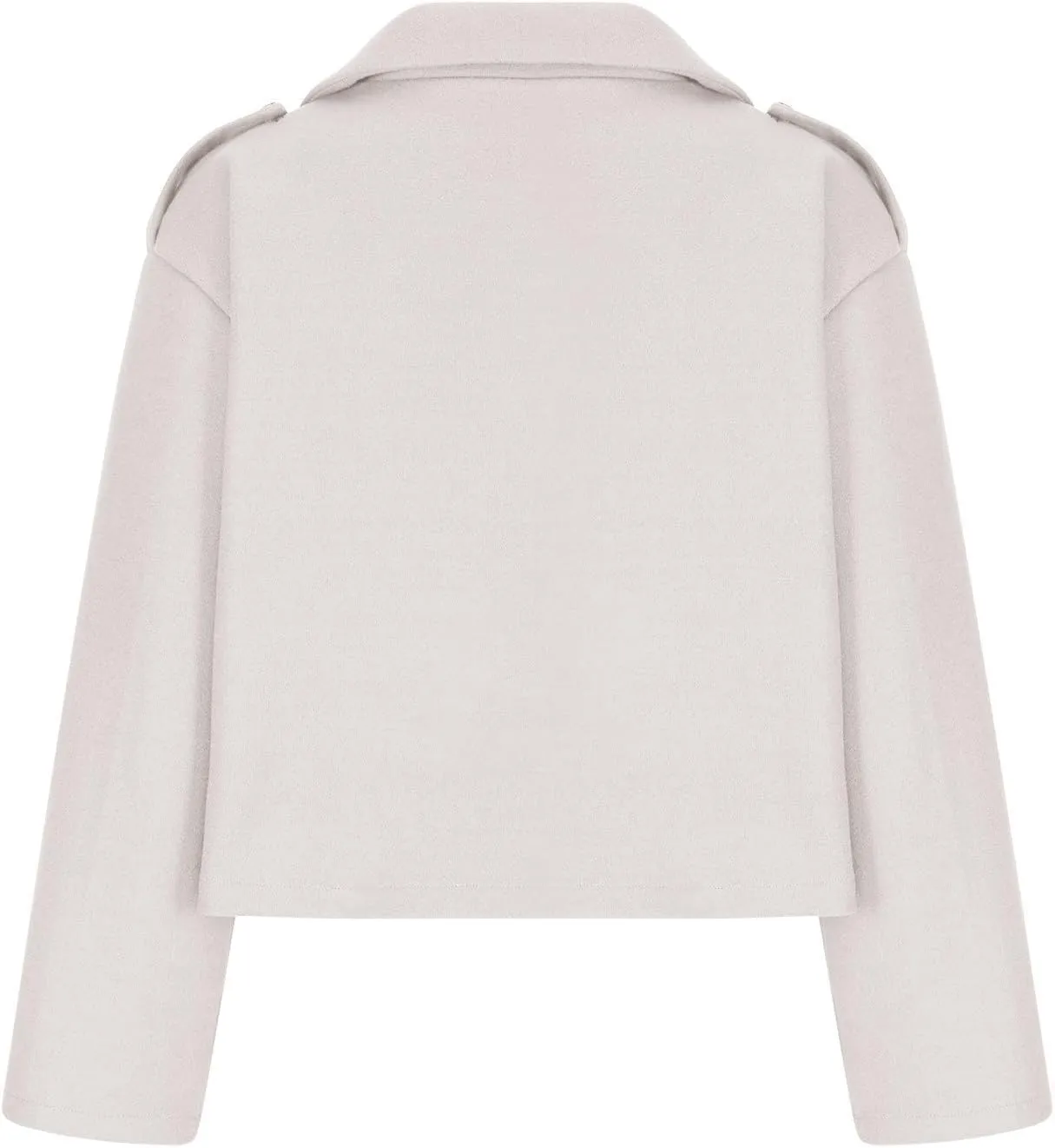 Women Crop Pea Coat Wool Blend Office Work Jackets Notched Lapel Collar Short Winter Jacket Warm Solid Trench Coats