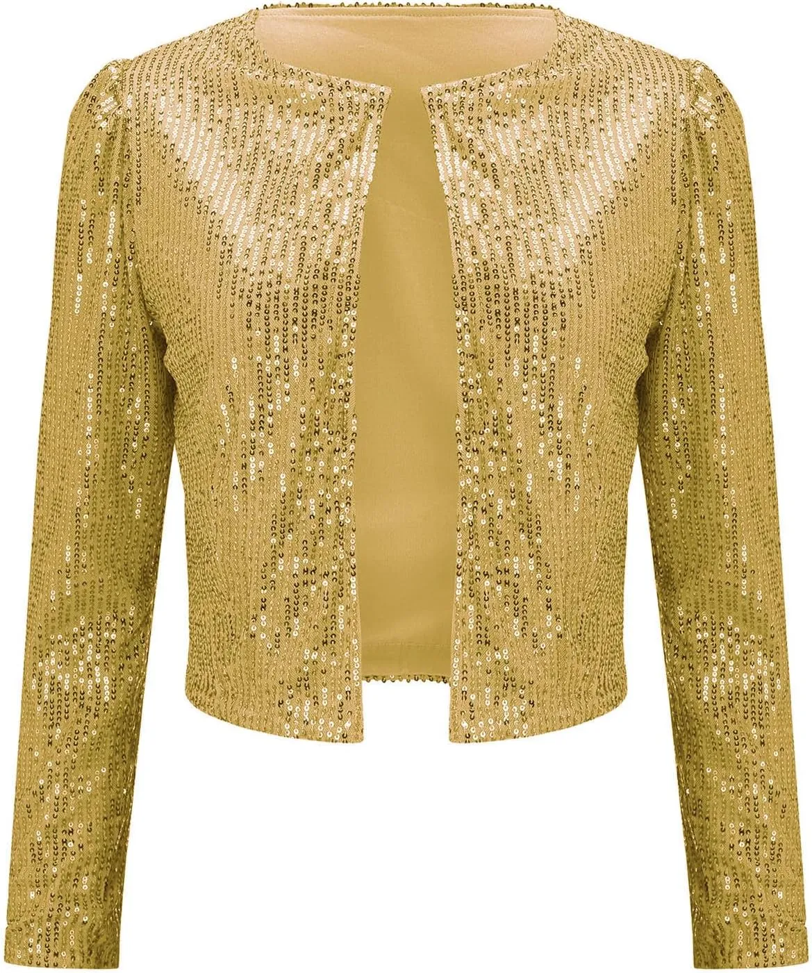 Women Cropped Cardigan Jacket Trendy Comfy Sparkly Sequin Long Sleeve Blazers Casual Solid Color Slim Fit Tunic Coats