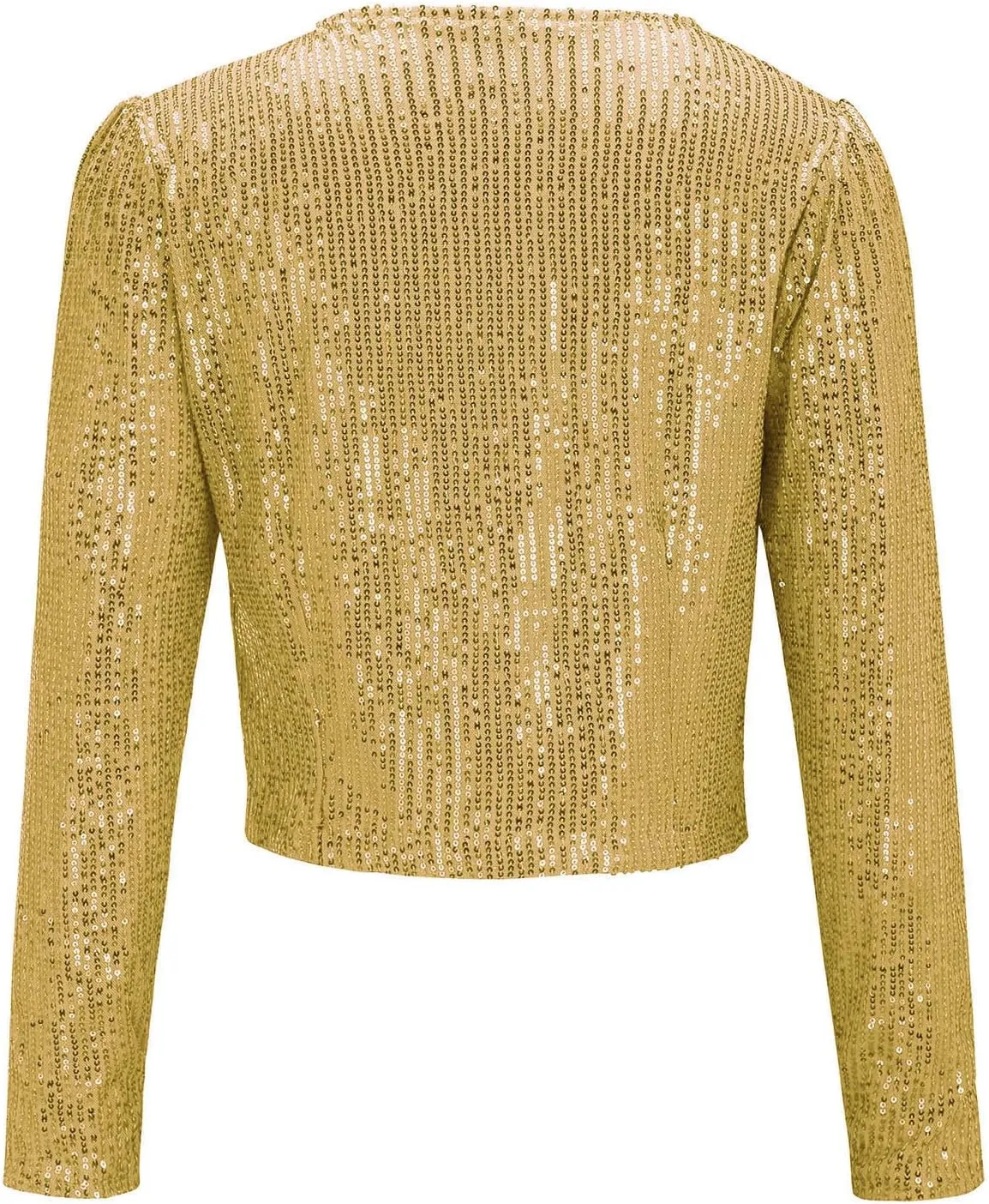Women Cropped Cardigan Jacket Trendy Comfy Sparkly Sequin Long Sleeve Blazers Casual Solid Color Slim Fit Tunic Coats