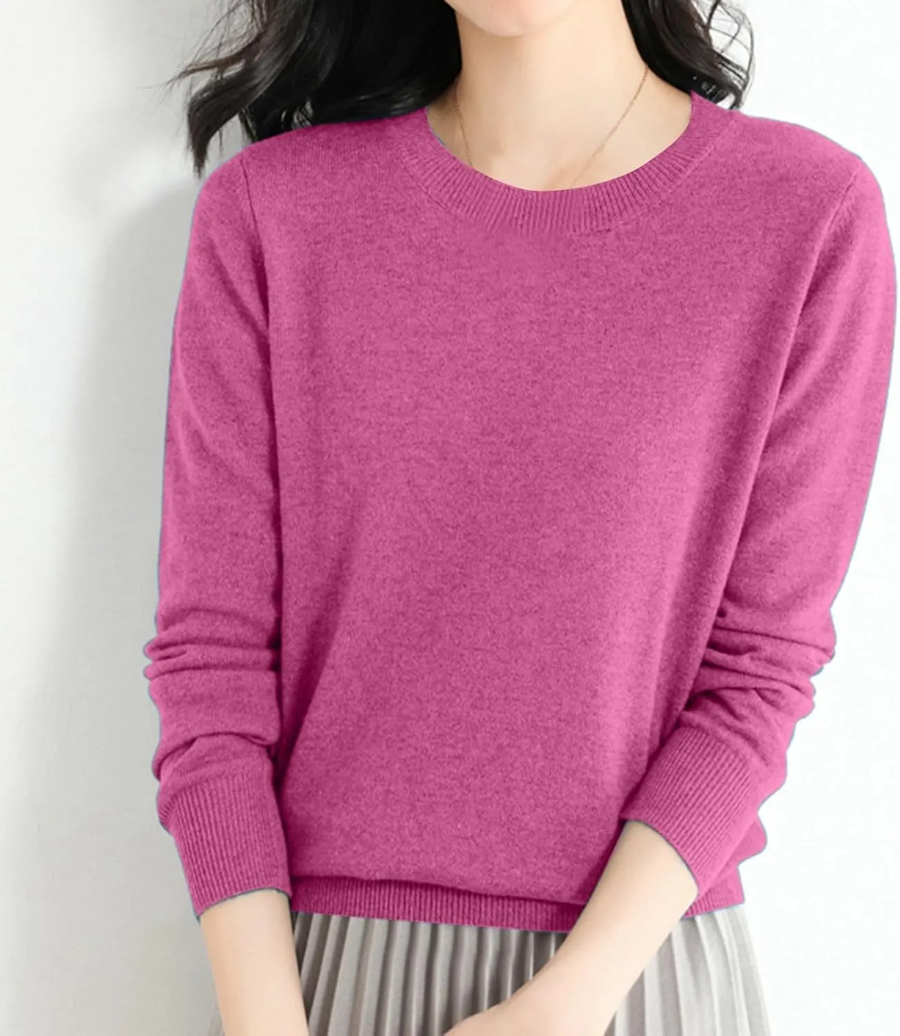Women Cropped Pullover Sweatshirt Solid Crewneck Long Sleeve Knitted Pullover Sweater Casual Loose Fit Outfits