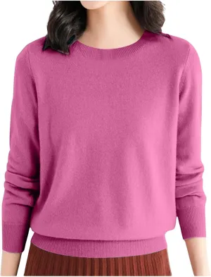 Women Cropped Pullover Sweatshirt Solid Crewneck Long Sleeve Knitted Pullover Sweater Casual Loose Fit Outfits