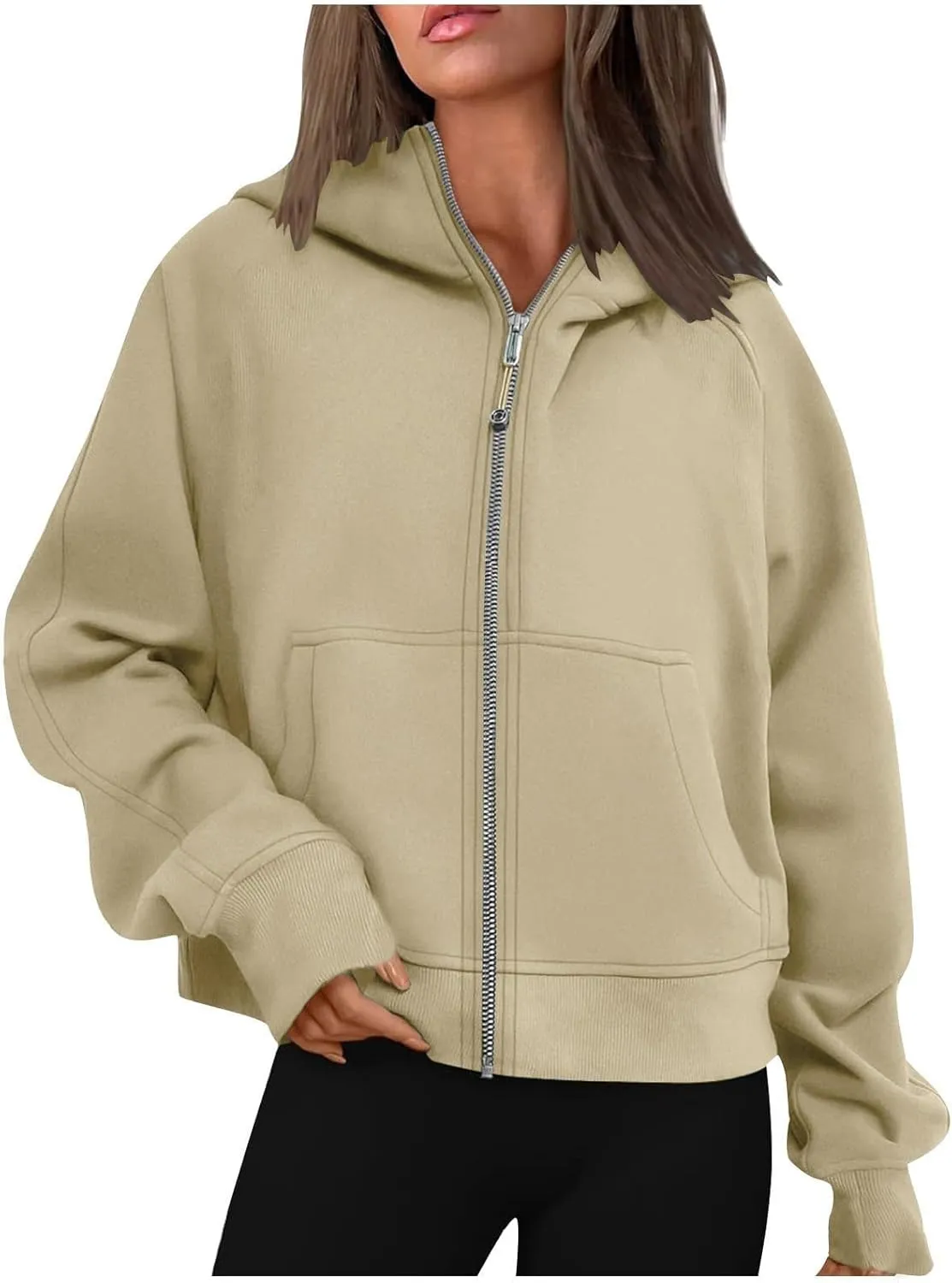 Women Cropped Sweatshirt Y2k Zip Up Hoodies Fleece Fashion Jacket Casual Lightweight Collared Blouse Long Sleeve Tops