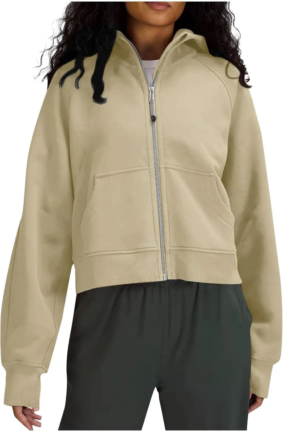 Women Cropped Sweatshirt Y2k Zip Up Hoodies Fleece Fashion Jacket Casual Lightweight Collared Blouse Long Sleeve Tops