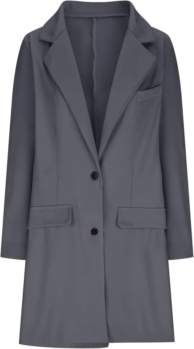 Women Elegant Notched Collar Double Breasted Wool Blend Over Coat Double-Breasted Lapel Jacket Outwear