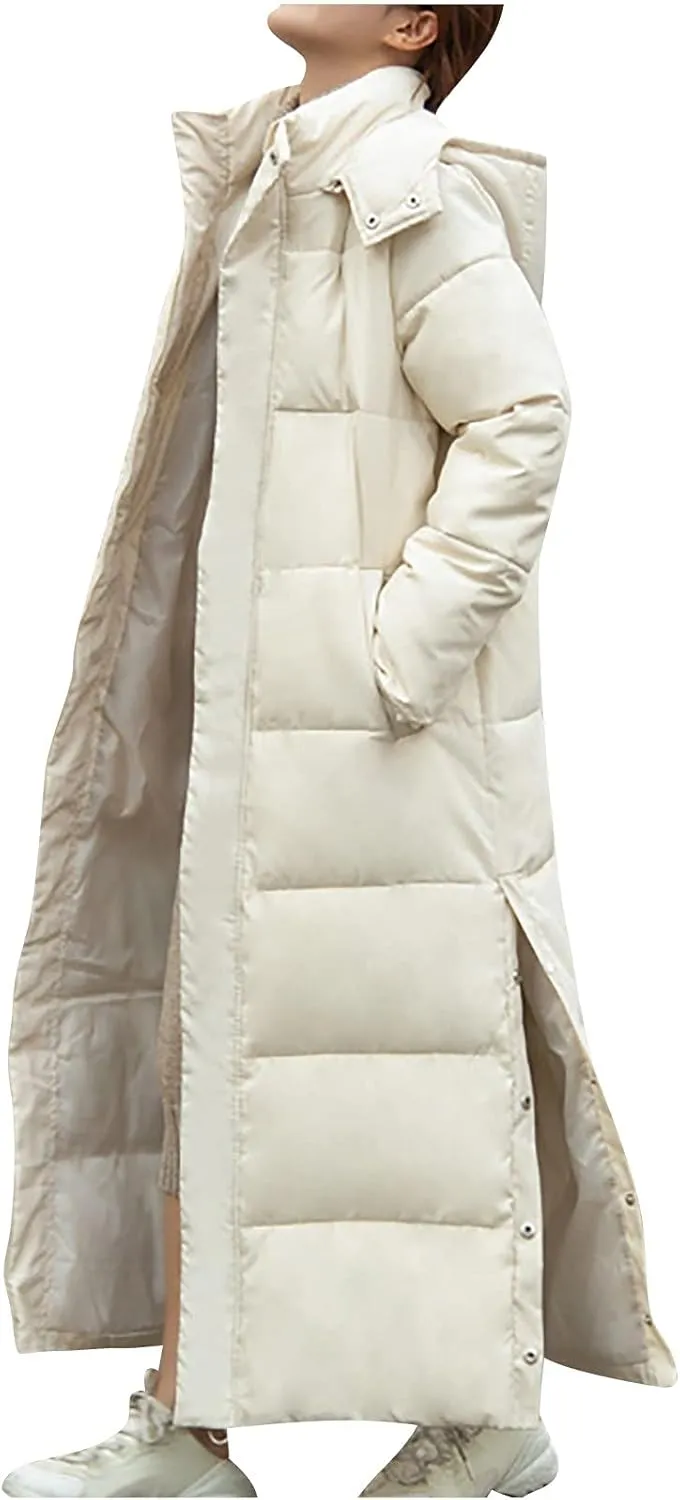 Women Long Down Coats Puffer Jackets With Hood Baggy Quilted Lightweight Jackets Plus Size Thicken Winter Coats Outwear
