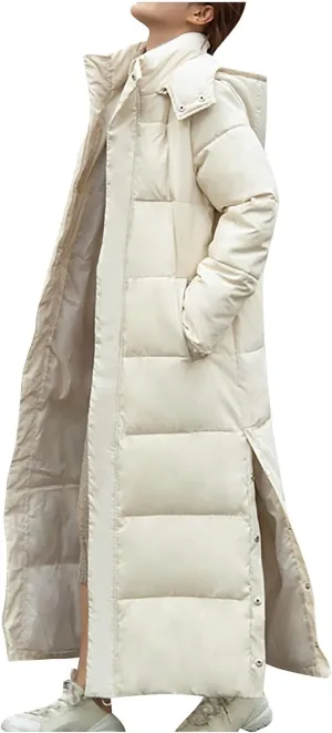 Women Long Down Coats Puffer Jackets With Hood Baggy Quilted Lightweight Jackets Plus Size Thicken Winter Coats Outwear