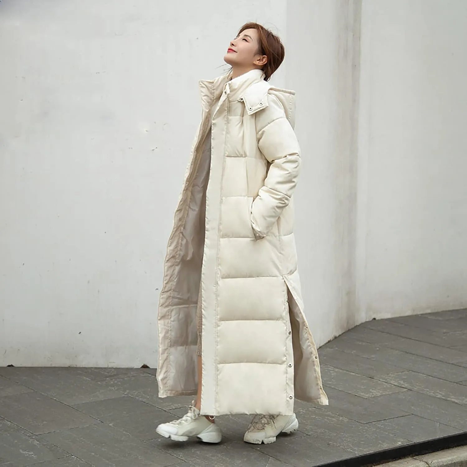 Women Long Down Coats Puffer Jackets With Hood Baggy Quilted Lightweight Jackets Plus Size Thicken Winter Coats Outwear