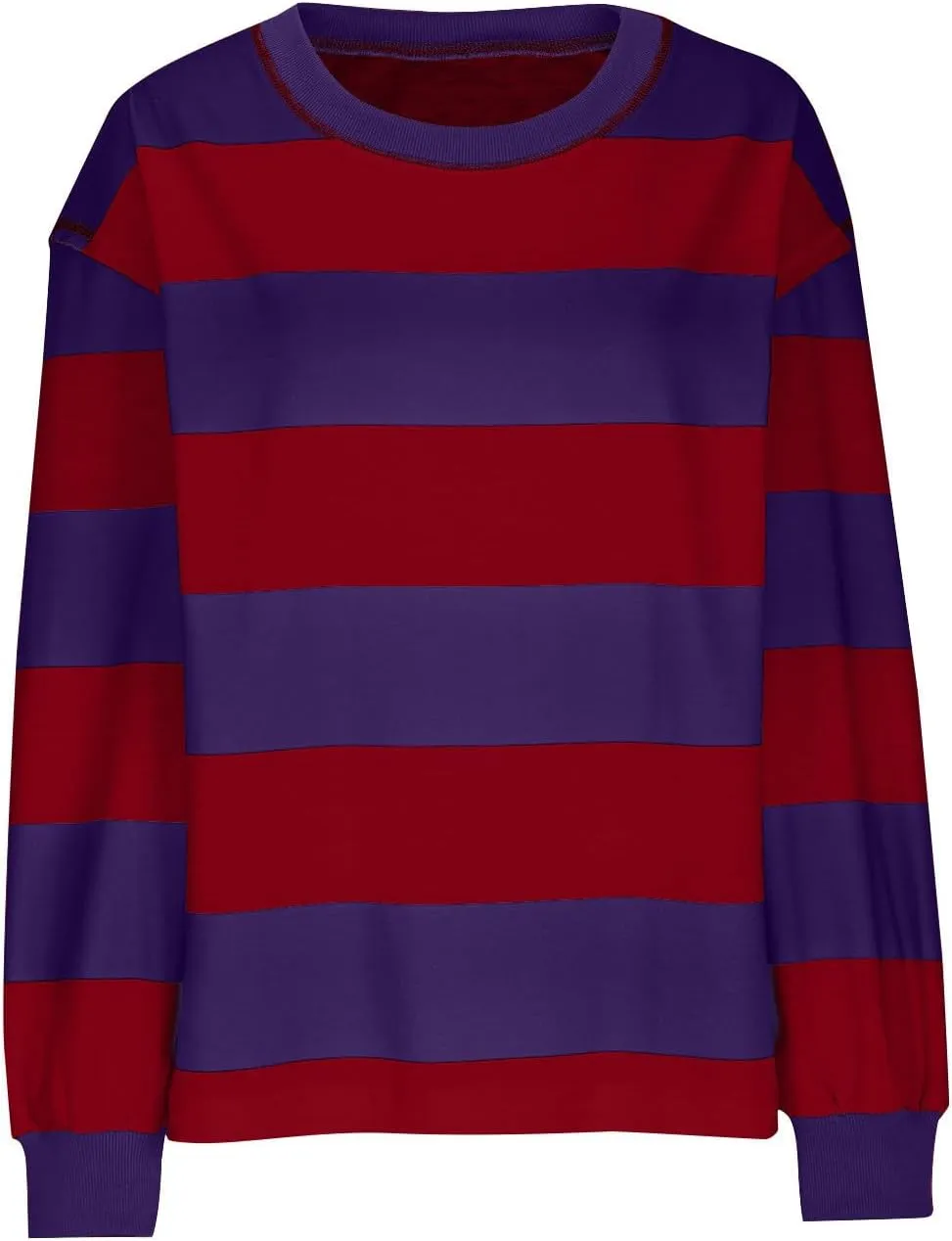 Women Long Sleeve Lightweight Sweatshirts 2024 Fall Fashion Striped Pullover Tops Loose Casual Sweatshirt