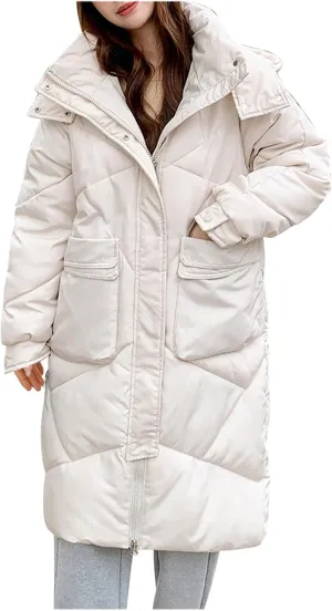 Women Long Winter Coats Plus Size Puffer Jackets Thicken Outerwear Maxi Down Coats Parka Quilted Lightweight Jackets